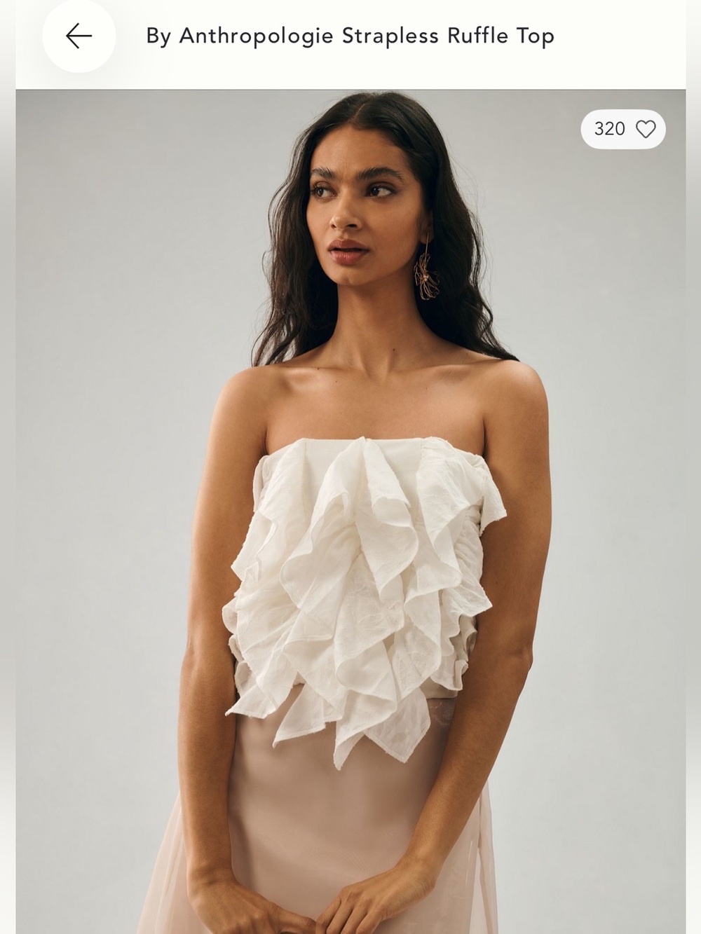 Anthropologie Strapless Ruffle Top in Cream